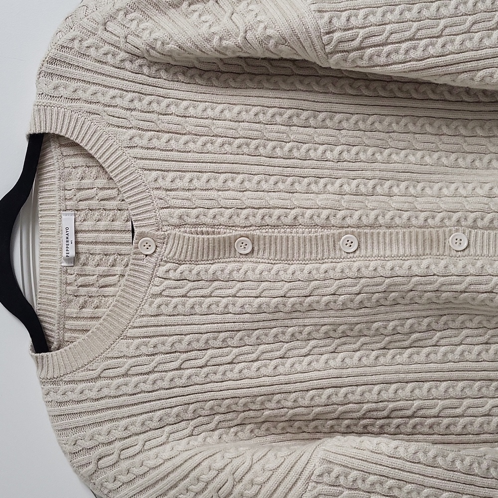 💛 NWOT Peppermayo Cream Ribbed 100% cotton‎ Cardigan. Size M/L - Picture 3 of 11